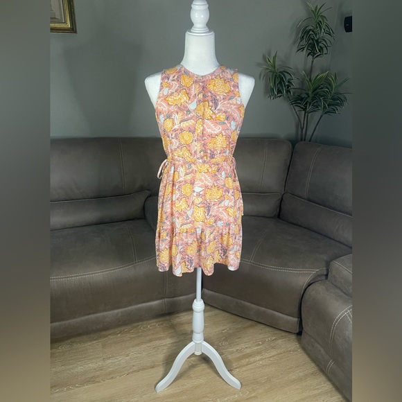 Ann Taylor LOFT Yellow Pink Boho Floral Print Sleeveless Dress Sz XS - Picture 8 of 15